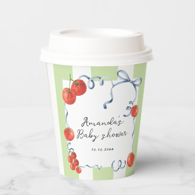 Watercolor tomato baby shower  paper cups (Front)