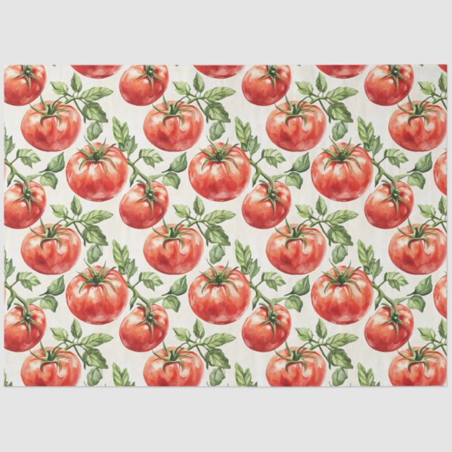 Watercolor Tomato Pattern Tissue Paper (Front)