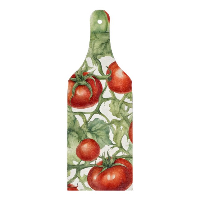 Watercolor Tomato Vine Pattern | Botanical Garden  Cutting Board (Front)