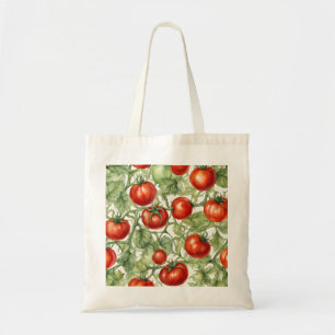 Watercolor Tomato Vine Pattern Botanical Garden Tote Bag