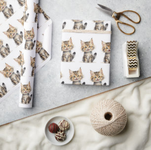 Watercolor Tortoise Shell Kitten Wrapping Paper