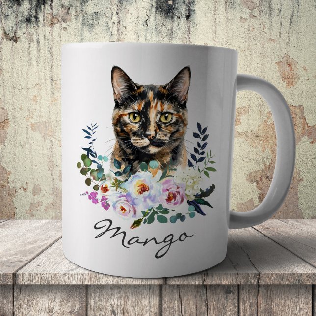 Watercolor Tortoiseshell Cat Coffee Mug (Creator Uploaded)