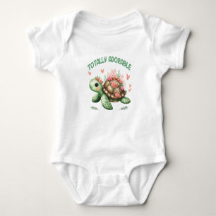 Watercolor totally adorable cute baby turtle girl bodysuit