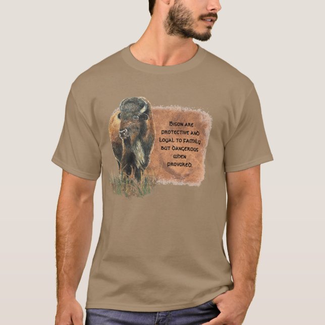 Watercolor Totem Spirit Guide Bison, Buffalo T-Shirt (Front)