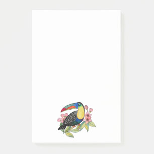 Watercolor Toucan Bird With Flowers Post-it Notes