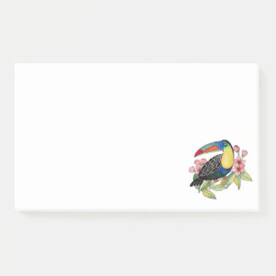Watercolor Toucan Bird With Flowers Post-it Notes