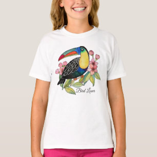 Watercolor Toucan Bird With Flowers T-Shirt