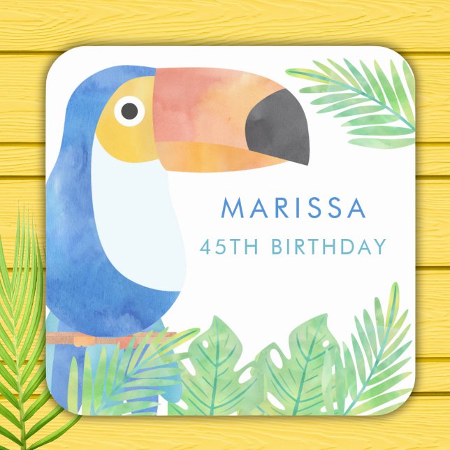 WATERCOLOR TOUCAN BIRTHDAY SQUARE STICKER (Creator Uploaded)