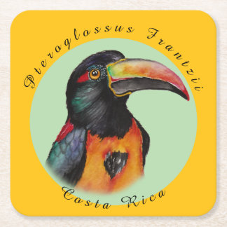 Watercolor toucan square paper coaster
