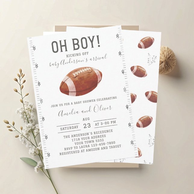 Watercolor touchdowns american football baby showe invitation (Creator Uploaded)