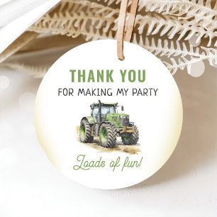 Watercolor Tractor Birthday Party Favour Tags