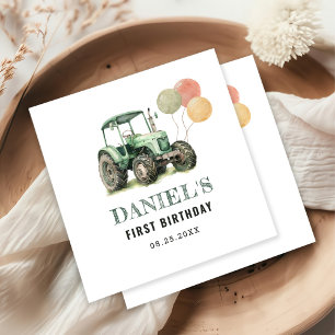 Watercolor Tractor Birthday Party Napkin