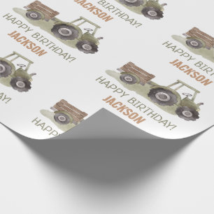 Watercolor Tractor Farm 1st Birthday Wrapping Paper