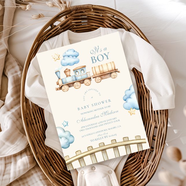 Watercolor Train Baby Shower Invitation (Creator Uploaded)