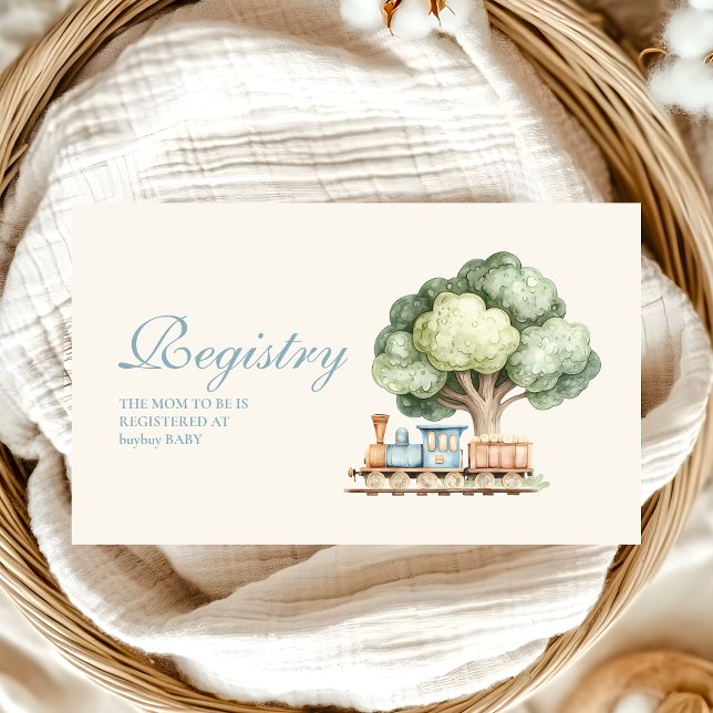 Watercolor Train Baby Shower  Registry Enclosure Card (Creator Uploaded)