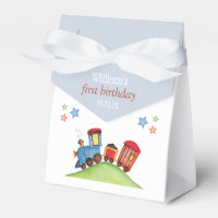 Watercolor Train Red Blue Birthday Party