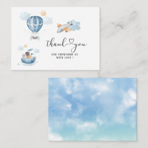 Watercolor Transport baby shower thank you Card