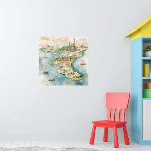 Watercolor Travel Map Poster