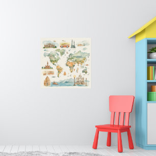 Watercolor Travel Map Poster