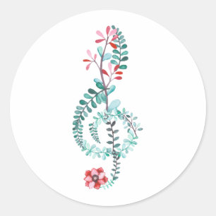 Watercolor Treble Clef Music Gift Band Orchestra Classic Round Sticker