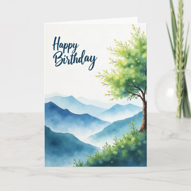 Watercolor Tree Birthday Card (Front)