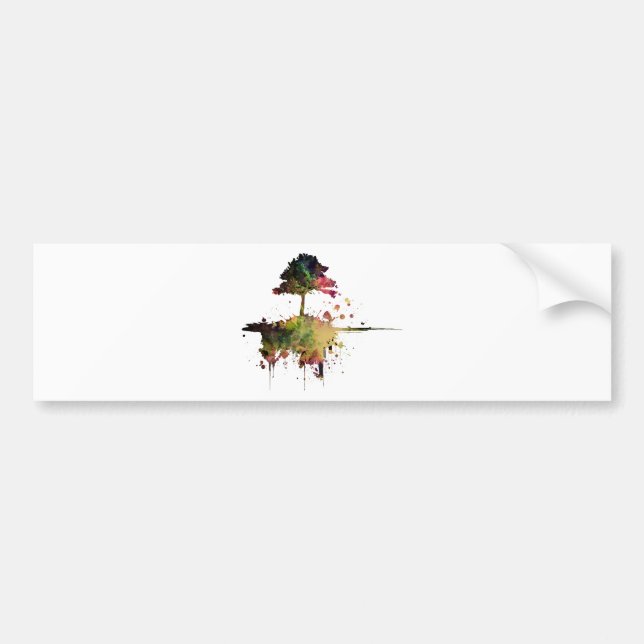 Watercolor Tree Bumper Sticker (Front)