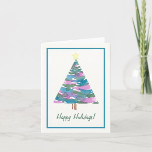 Watercolor Tree Card- Happy Holidays Card