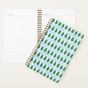 Watercolor Tree Forest Painting Snowing Christmas Planner