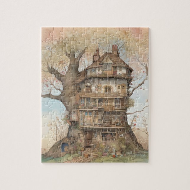 Watercolor Tree House Jigsaw Puzzle (Vertical)