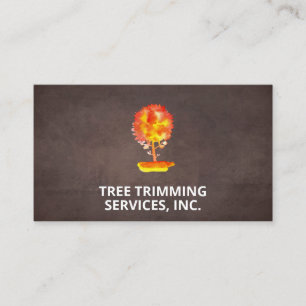 Watercolor Tree   Landscaping   Brown Business Card