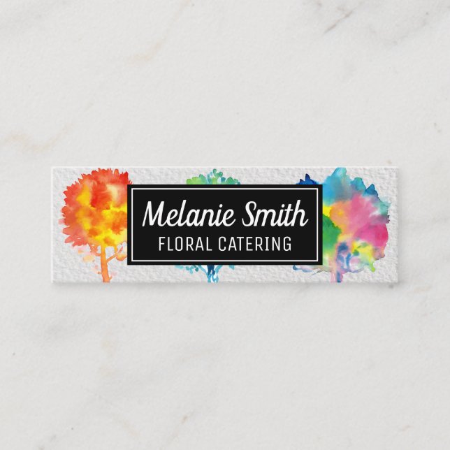 Watercolor Tree Mini Business Card (Front)
