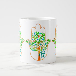 Watercolor Tree of Life Hamsa Art Oversized Mug