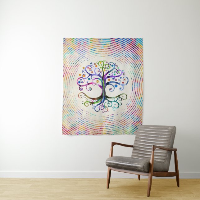 Watercolor Tree of life Tapestry (In Situ)