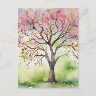 Watercolor Tree Painting Postcard