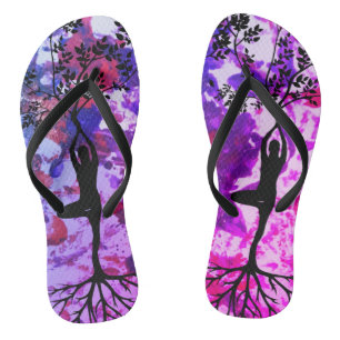 Watercolor Tree Pose Yoga Jandals
