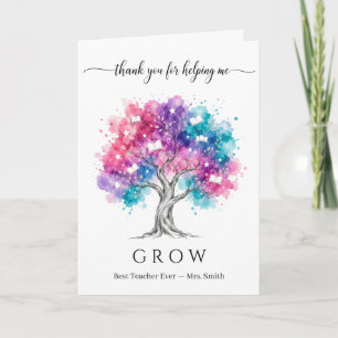 Watercolor Tree Teacher Appreciation Thank You Card