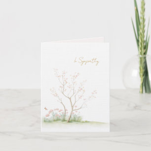 Watercolor Tree with pink flowers Sympathy card