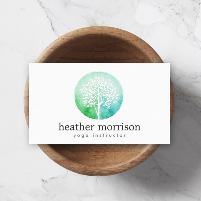 Watercolor Tree Yoga and Wellness Business Card (Creator Uploaded)