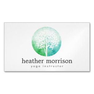 Watercolor Tree Yoga and Wellness Magnetic Magnetic Business Card