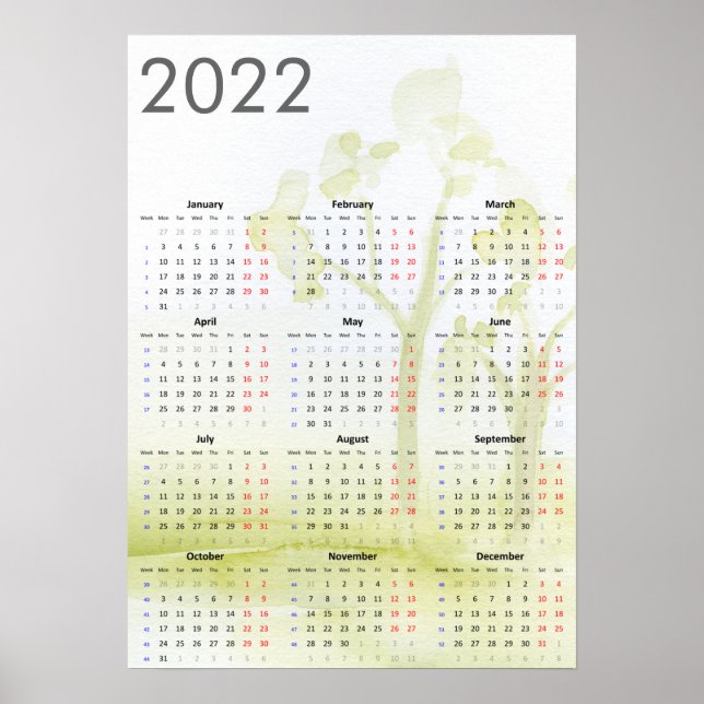 Watercolor trees 2022 Poster (Front)
