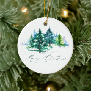 Watercolor trees  ceramic tree decoration