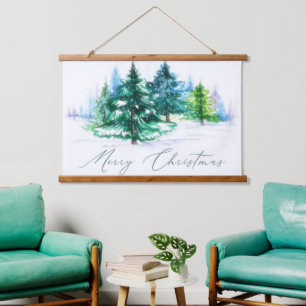 Watercolor trees hanging tapestry