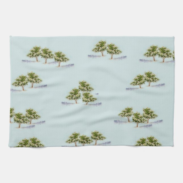 Watercolor Trees on Tea Towels (Horizontal)