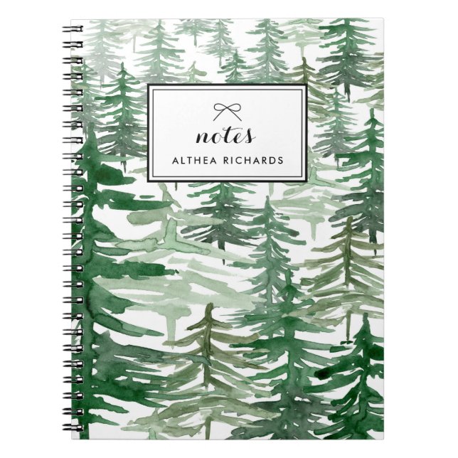 Watercolor Trees Pattern Personalised Notebook I (Front)