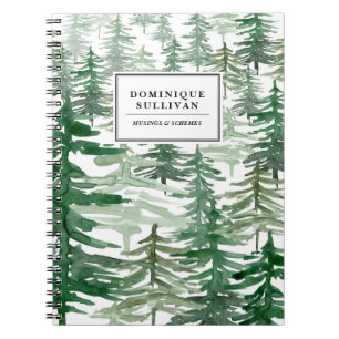 Watercolor Trees Pattern Personalised Notebook II