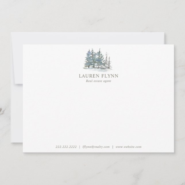 Watercolor Trees Personalised Realtor Stationery Card (Front)