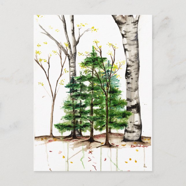 watercolor trees postcard (Front)