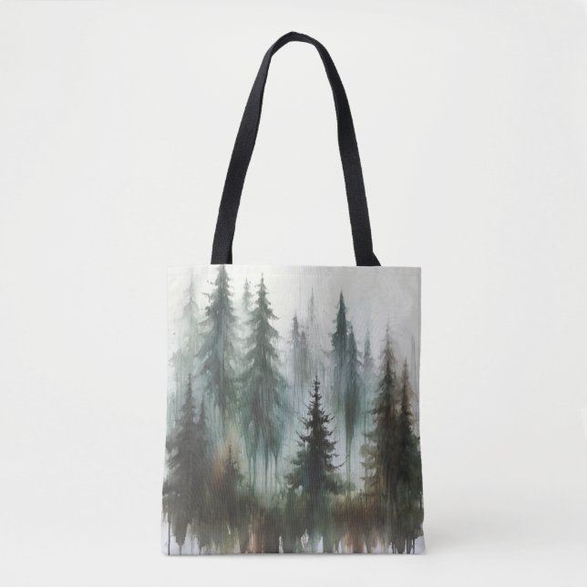 Watercolor Trees Rustic Wilderness  Tote Bag (Front)