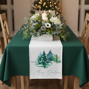 Watercolor trees  short table runner