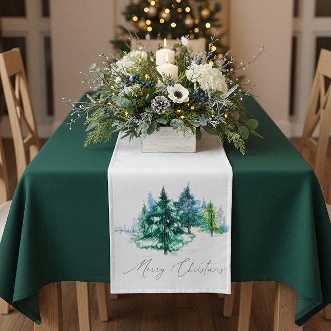Watercolor trees  short table runner (Creator Uploaded)